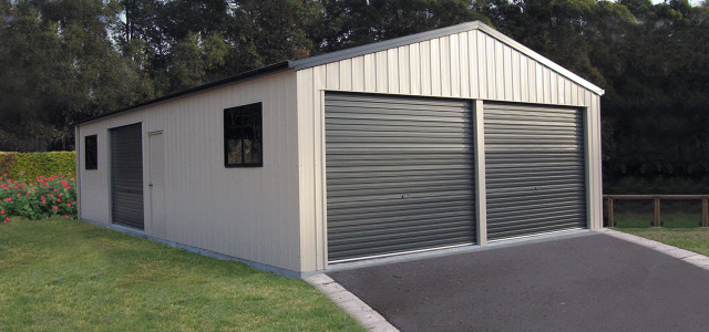 double colorbond steel garage with twin rollers