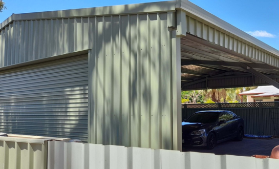 carport with roller door The Shed Company