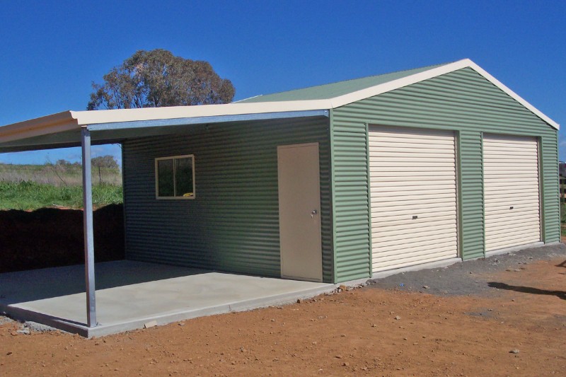 Awning added to double garage