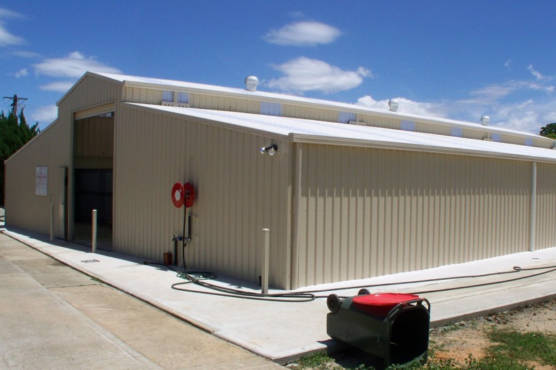 Barn style Commercial Storage Sheds side angle