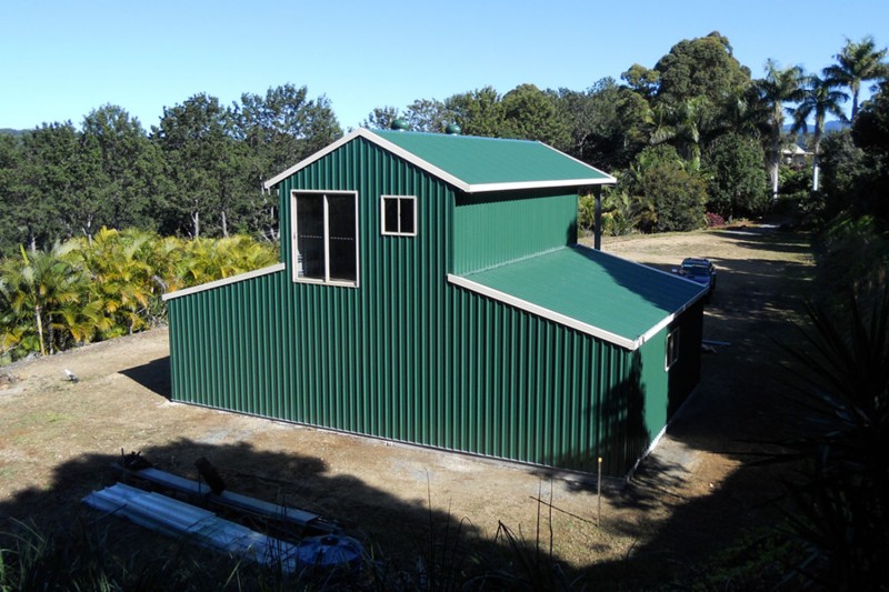Colorbond barn shed with extra tall tower