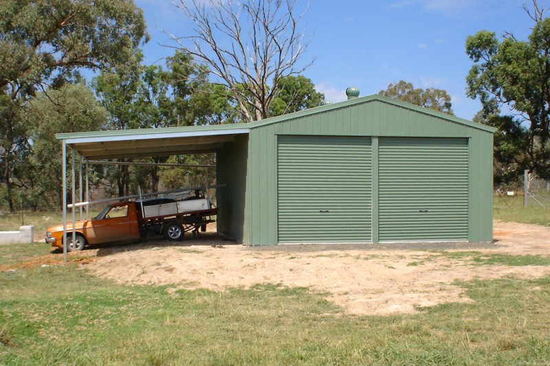Double colorbond garage with awning