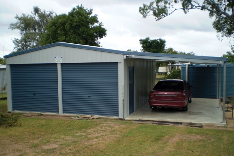 Double residential garage with added awning