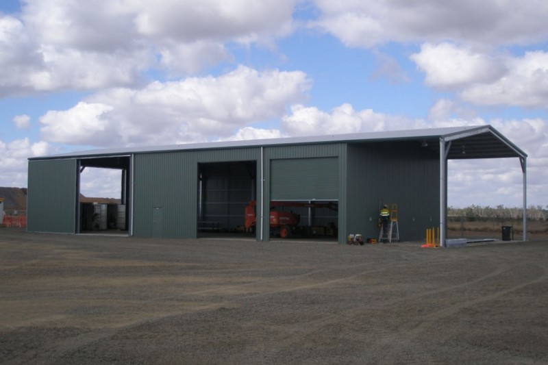 Large industrial warehouse with open bay