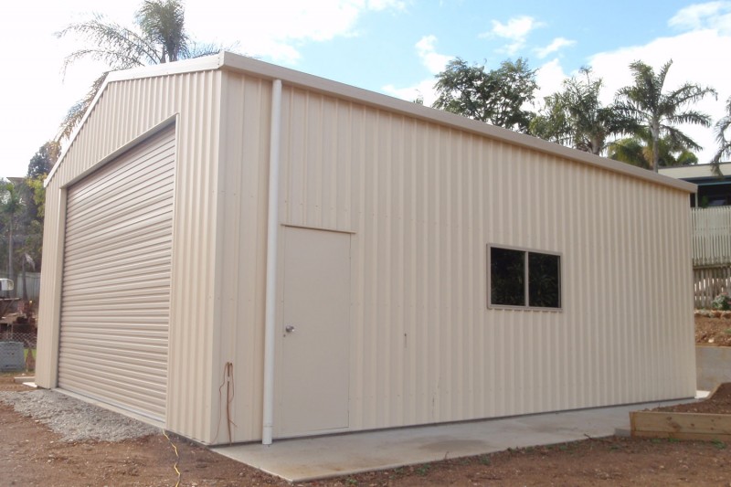 Single colorbond garage with pa door and window
